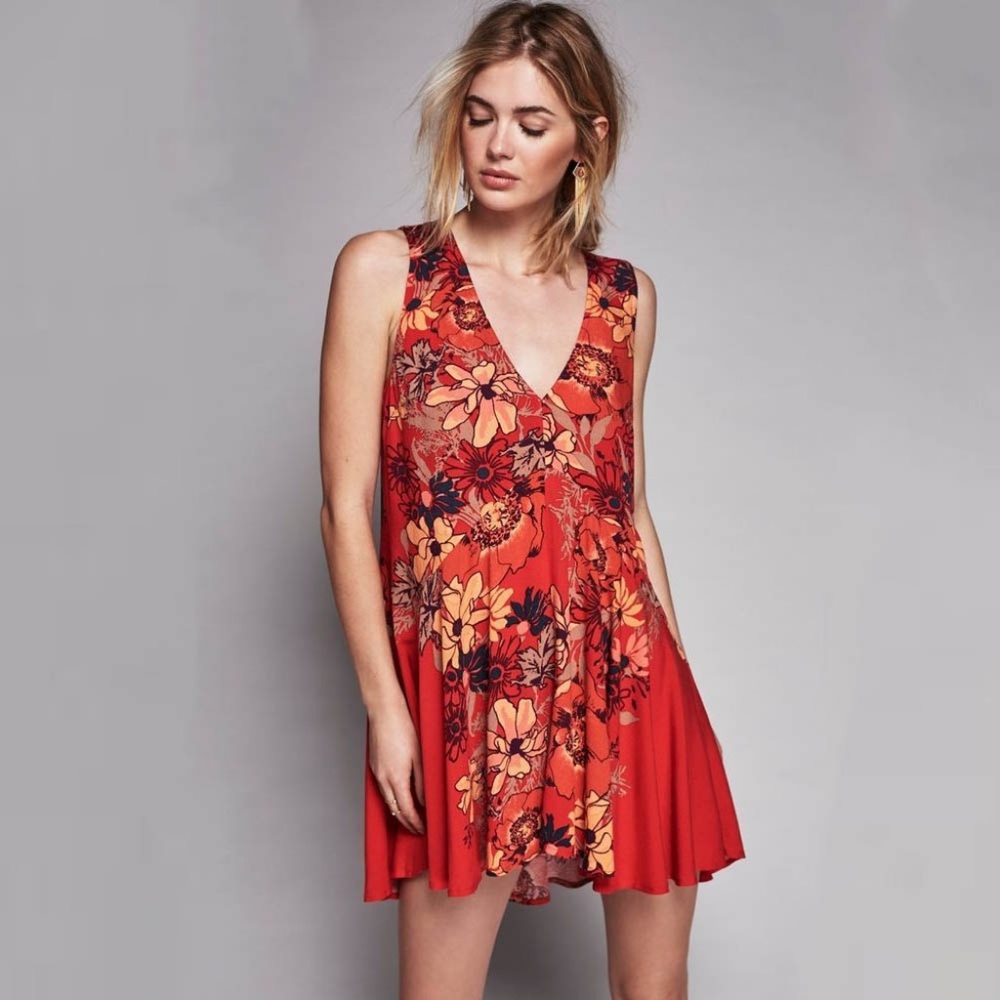 Free People Backyard Floral Daisy Tunic Dress XS S